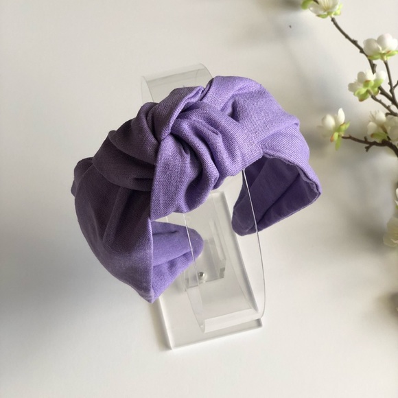 Yobys' Floral Violet Linen Knot Headband - Picture 6 of 8